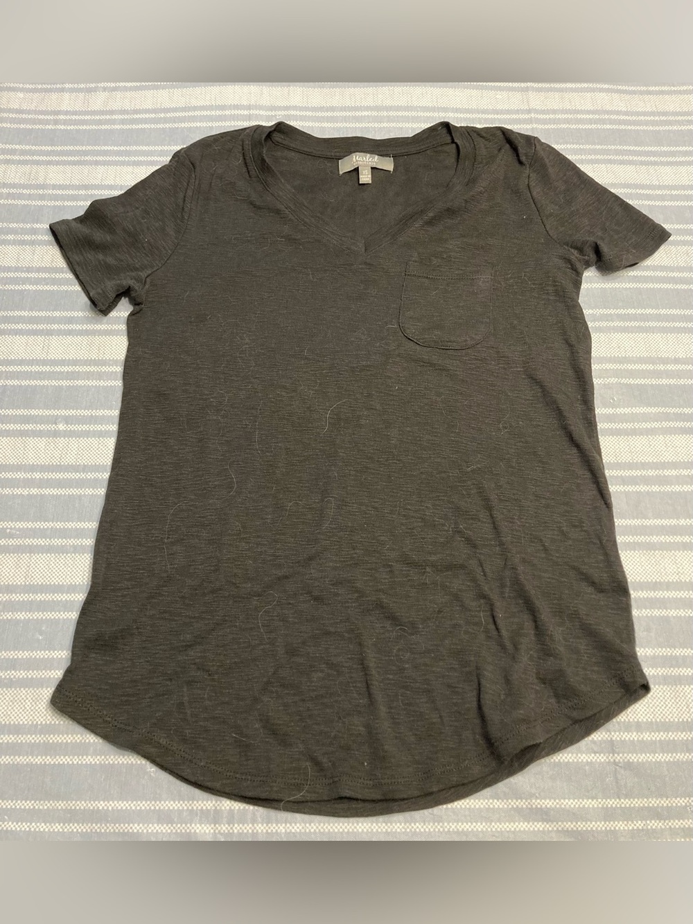 Marled Essentials charcoal gray top.